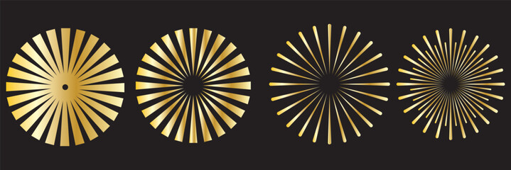 Wall Mural - Sun burst radial element set. Radial stripes sunburst with center. Sun rays. Vector vintage.
