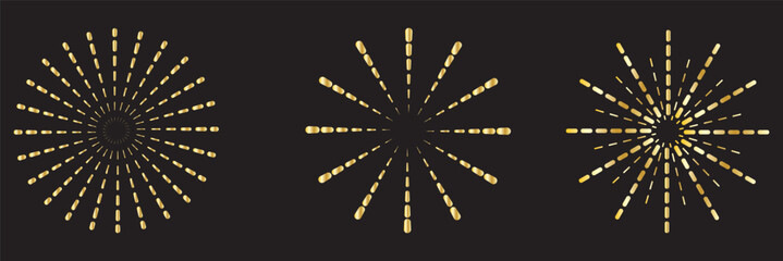 Wall Mural - Sun burst radial element set. Radial stripes sunburst with center. Sun rays. Vector vintage.