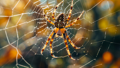 close up spider on net
