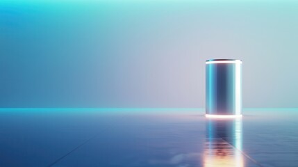 Poster - Futuristic Cylinder with Neon Light.