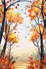 Wall Mural - Beautiful autumn forest background. AI generative