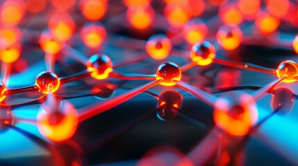 abstract network connection with glowing spheres - digital art.
