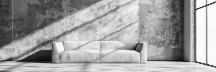 Modern sofa and mock up wall with copy space