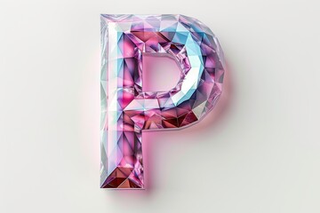 Wall Mural - The letter P is made of blue gems and is shiny