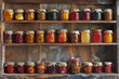 © ALLAI - Homemade Preserves and Pickles in Mason Jars on Shelf