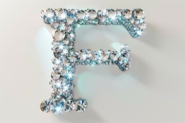 Wall Mural - The letter F is made of diamonds and is on a white background