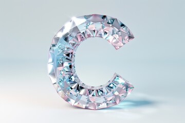 Wall Mural - The letter C is made of ice and has a diamond-like appearance