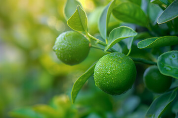 Wall Mural - green lime on tree