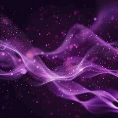 Wall Mural - Digital purple particles wave and light abstract background with shining dots stars. Job ID: 0b3dcec5-e287-4162-853f-7bf7657388e8