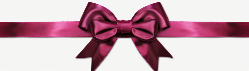 Elegant maroon ribbon bow on white background, perfect for gift wrapping, celebrations, and festive decorations.