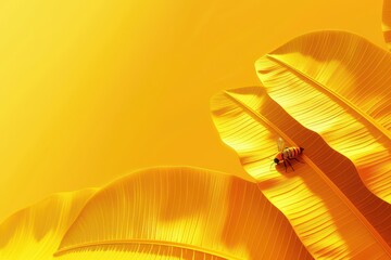 Poster - yellow leaf with a bee on it