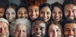 © Sourav Mittal - Diverse group of smiling people, all different ages and ethnicities, looking at the camera with warm smiles, faces illuminated by soft natural light. In the background is an array of diverse individua