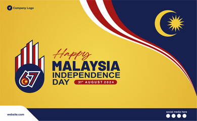 Happy 67th Malaysia Independence Day 31st August 2024 Vector Illustration. Design for 67th Malaysia 