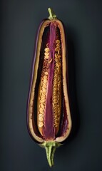 Wall Mural - Cross-section of an eggplant. AI.