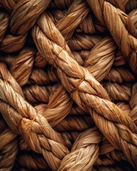 Sticker - Close-up of a woven straw mat. AI.