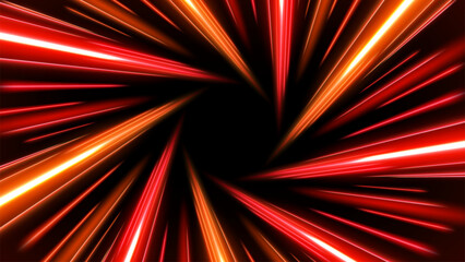 Wall Mural - Red Rays Zoom in Motion Effect, Swirl Light Color Trails, Vector Illustration