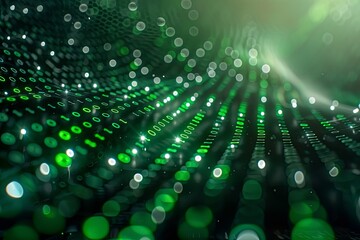 Green dark binary code data streaming background created with Generative AI