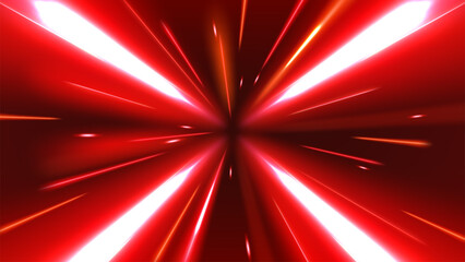 Wall Mural - Abstract Red Tunnel Speed Light Starburst Background Dynamic Technology Concept, Vector Illustration