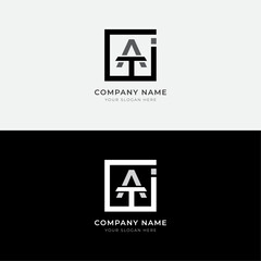 ATI Letter Logo Design vector with a rectangle shape