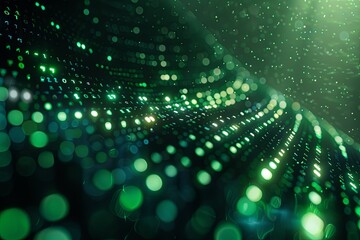 Green dark binary code data streaming background created with Generative AI