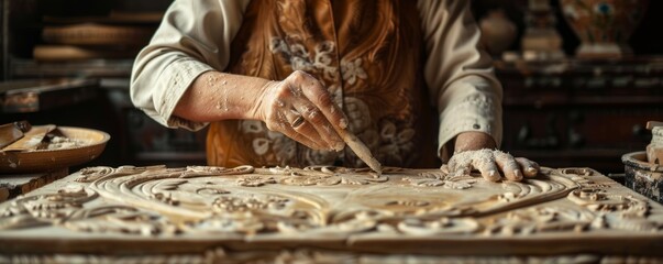 Wall Mural - A person working with their hands, their skills evident in the intricate details of their work.