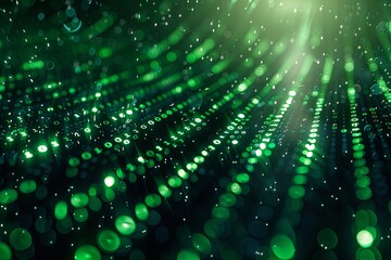 Green dark binary code data streaming background created with Generative AI