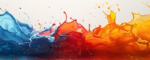 Wall Mural - A splash of paint on a canvas, its colors bleeding and blending into each other.