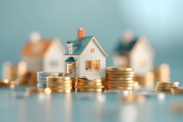 Home Investment and Financial Prosperity with Stacked Golden Coins