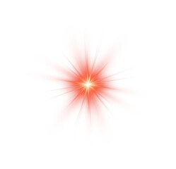 Red Bright Shiny Flash. Glow Star Burst