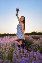 Wall Mural - Woman in a lavender field