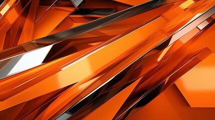 Wall Mural - Abstract 3D rendering of orange and black geometric shapes