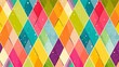 © Muhammad - A bright and cheerful geometric summer background with a pattern of colorful diamonds and chevrons, creating a vibrant and playful design perfect for summer time fun promotions.