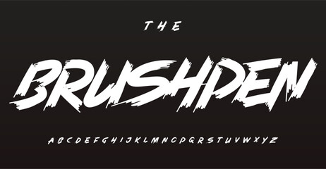 Leinwandbilder - Brushpen handdrawing alphabet, bold youthful letters, fresh expressive font for a lively modern logo, dynamic headline, contemporary typography, teenage typographic design. Vector illustration