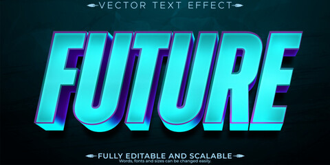 Wall Mural - Future text effect, editable futuristic and ai technology customizable font style