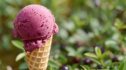 Wall Mural - A cone of marionberry ice cream made with foraged marionberries is the perfect treat for a wild adventure.