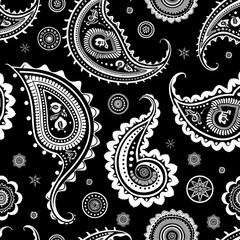 Wall Mural - **black and white seamless Paisley pattern** 