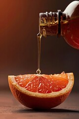 Wall Mural - a drop of grapefruit essential oil. Selective focus