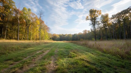 Canvas Print - A field of grass with trees in the background
