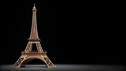 Beautyful Eiffel tower isolated over black background, Eiffel tower, Paris, France, tourist attraction