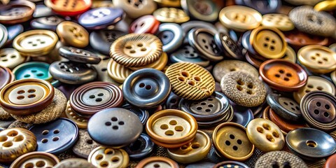 Sticker - Close-up of various buttons for jackets and clothes, buttons, clothing, fashion, sewn, accessories, sewing, fasteners, garment