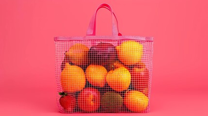 Sticker - shopping bag with fruits 