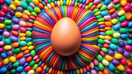 Sticker - Colorful background with a vibrant egg in the center, egg, colorful, vibrant, background, decoration, holiday, festive