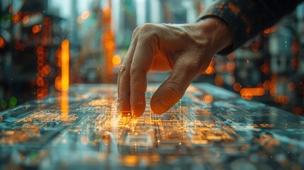 Hand Interacting With Futuristic Technology