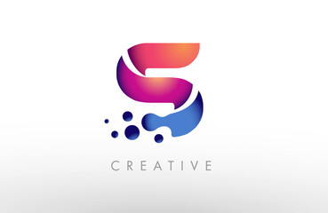 Wall Mural - s letter logo made of bubbles or dots. creative alphabet icon dot s logo design vector