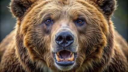 Sticker - Close-up of an angry brown bear's head, wildlife, aggressive, furious, predator, growling, wilderness, mammal, carnivore