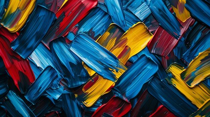 Poster - Abstract Blue, Red, and Yellow Paint Strokes