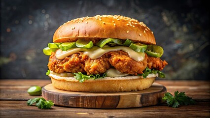 Sticker - Classic hot and crispy fried chicken burger with pickles and spicy mayo , fried chicken, crispy, burger, pickles