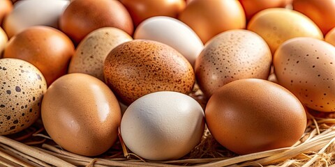 Canvas Print - Close-up view of eggs showcasing warm hues and delicate textures, eggs, close-up, warm hues, delicate, textures, food, organic