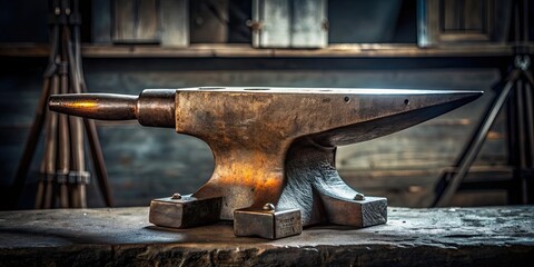 Poster - Blacksmith's anvil with horn for metalworking , metal, blacksmith, tools, workshop, craftsmanship, industrial, steel