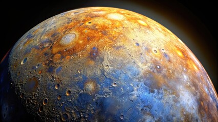 Wall Mural - close-up view of the rocky surface of the mercury planet , mercury, planet, space, rock, surface